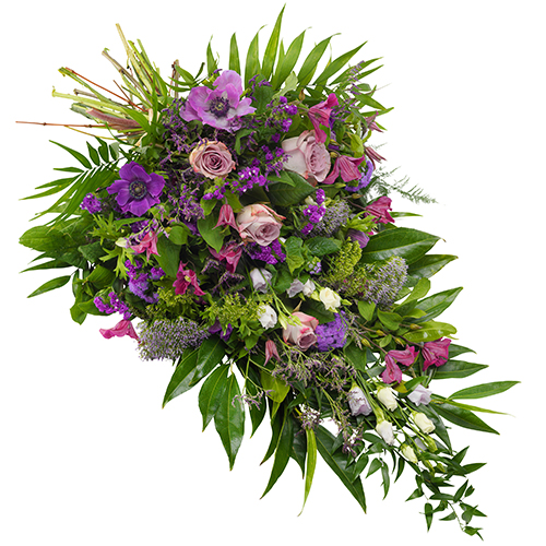 Rouwboeket lila paars